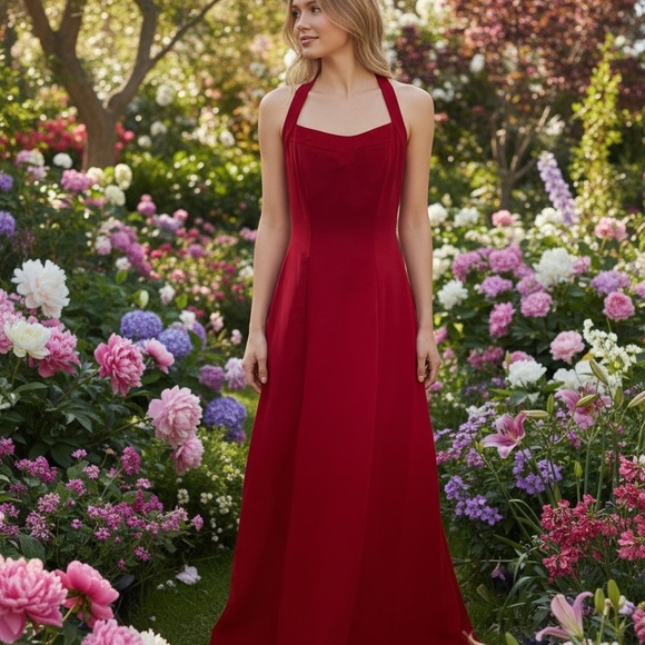 Mori Lee Red Gown Size 11/12‎ Embroidery Trim - Picture 2 of 13